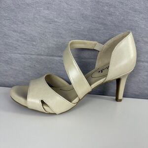 LifeStride Soft System Beige Strappy Heels Size 8.5M Flex‎ Comfort Dress Sandals
